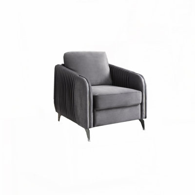 Velvet Accent Chair with Metal Leg