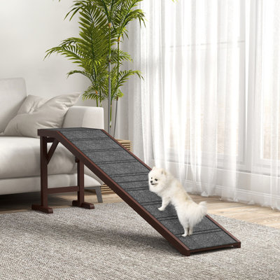 Pet Access Ramp, Slip, Brown Wood Cat And Dog Movement Aid, Stable,