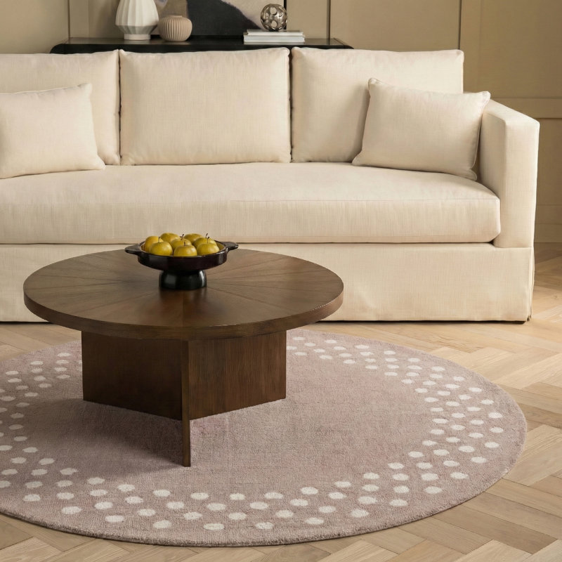 Martha Stewart Hand Tufted Wool; Cotton Polka Dot Indoor / Outdoor Rug, Round 6'