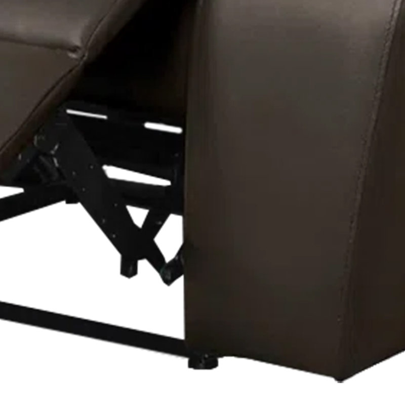 Causeuse inclinable manuelle Ozy, 64 pouces, cuir grainé brun contemporain