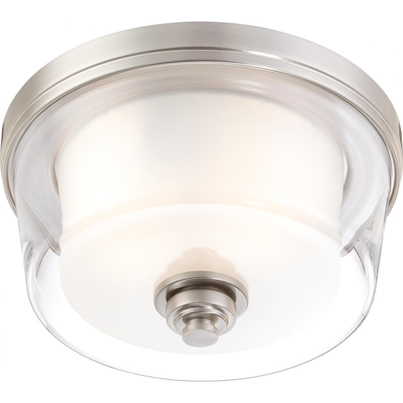 Tussey Flush Mount, Brushed Nickel/ Clear Outer with Frosted Inner