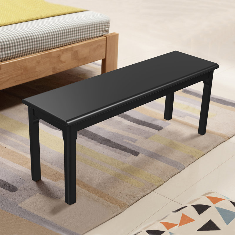 Spero Entryway Bench Dining Bench Solid Wood End of Bed Bench, Black