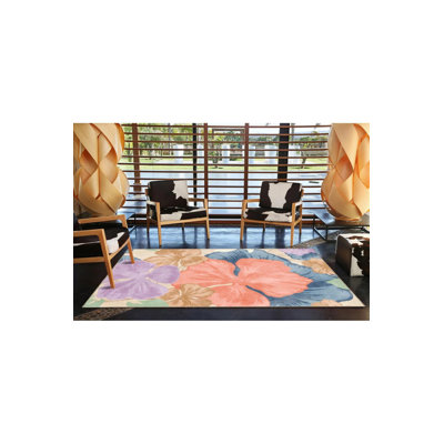 Large Leaf Multicolored Patterned Woven Floor Carpet