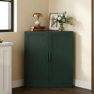 Armoire de bar à vin avec tablettes réglables Buffet d'angle avec portes en bois