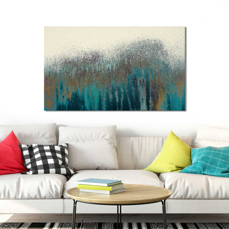 Teal Woods - Reproduction sur toile avec cadre flottant, H 21,5 po x l 33,5 po x P 2 po