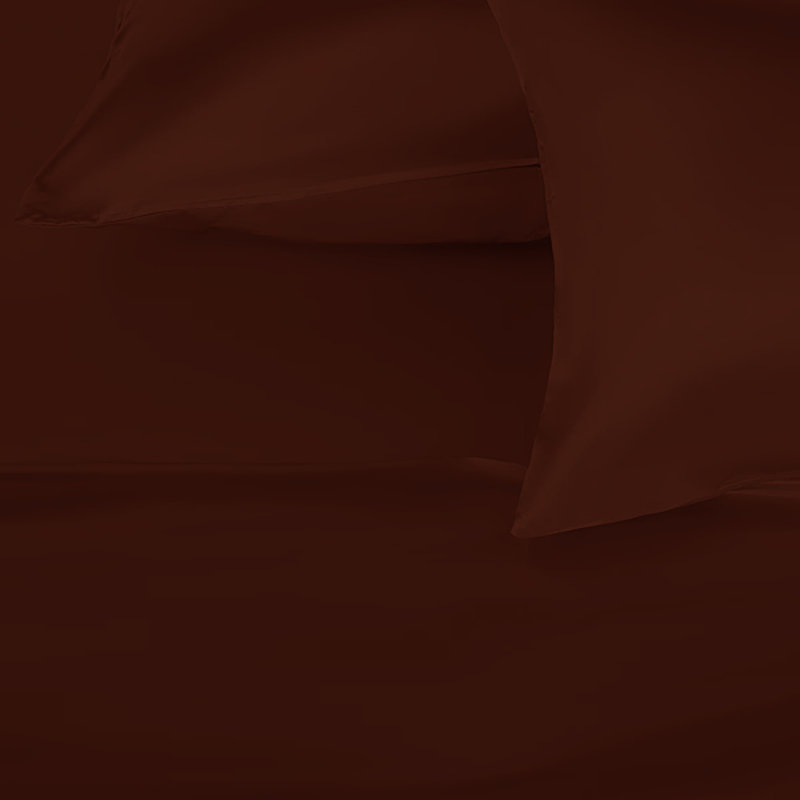  Ensemble de draps en satin de luxe et soyeux 4 pièces Rose Collection - 6 couleurs, Double, Brun
