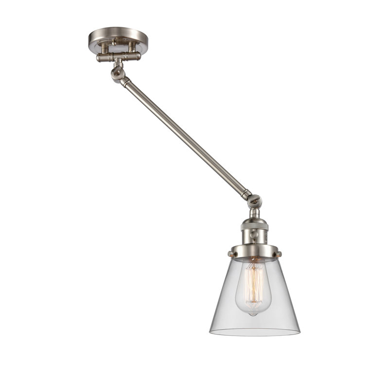 Pelkey Swing Arm Sconce, Clear, Brushed Satin Nickel, 60 Watt Vintage Incandescent Bulb