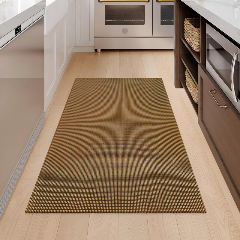 Cotton Weave Washable Area Rug - Stylish Mesh Design for Living Room, Bedroom, or Office Decor, Beige, Runner 2' x 8'