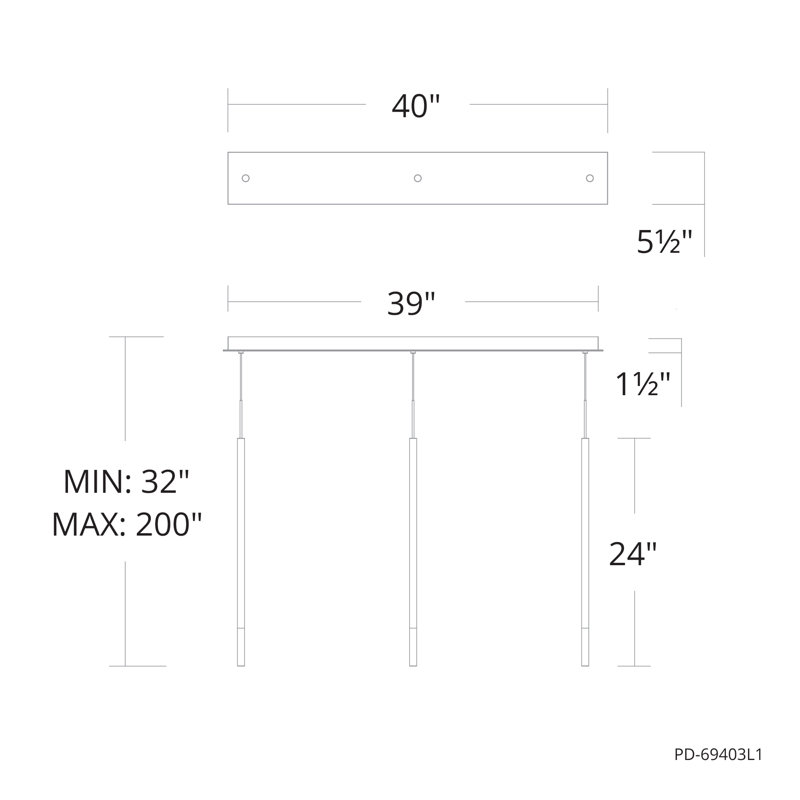 Viggo Linear Multi-Light 4-CCT Pendant, 32" H x 40" W x 5.5" D