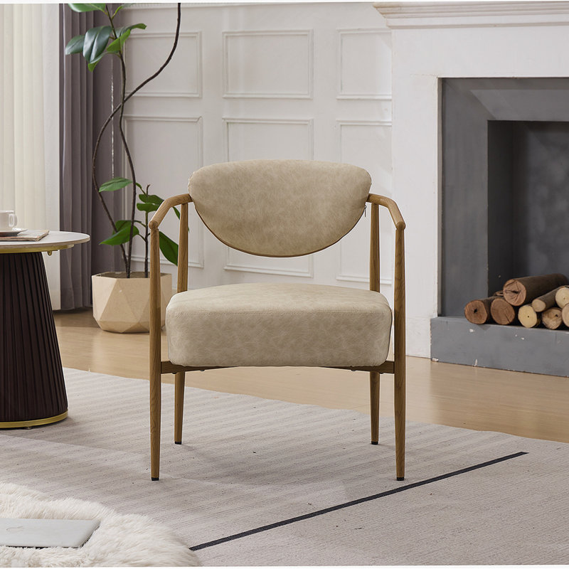 Chaise de salle à manger en polyuréthane beige, chaise de salon, chaise de chambre à coucher, siège en polyuréthane avec dossier et siège en mousse, assise douce et confortable, structure en métal avec ressorts de transfert d'eau, aspect grain de bois