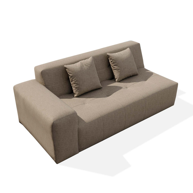 Canapé modulaire d'extérieur à accoudoir droit pour patio avec coussins résistants à l'eau, Chameau