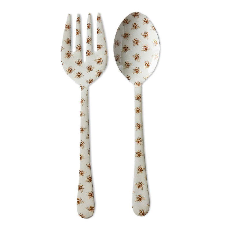 Bee Enamel Serving Utensil S/2