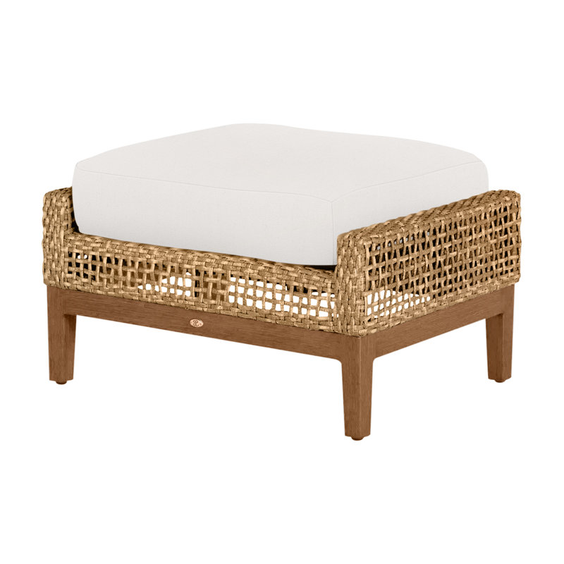 Repose-pieds tissé péninsule - Raphia clair / bois de santal, Pas de passepoil + bourre standard, Blanc naturel