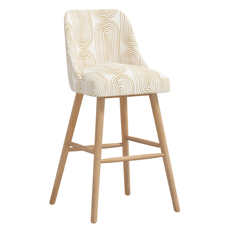 Tabouret de bar et de comptoir Gallie, Bois naturel, Moutarde, oblong, Tabouret de bar (siège d'une hauteur de 31 po)