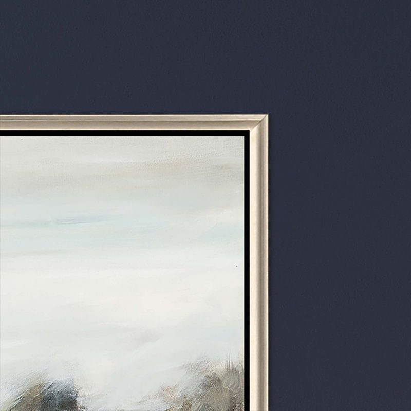 Sérénité - enveloppe de galerie, Toile avec cadre argenté, H 42 po x l 56 po x P 3 po