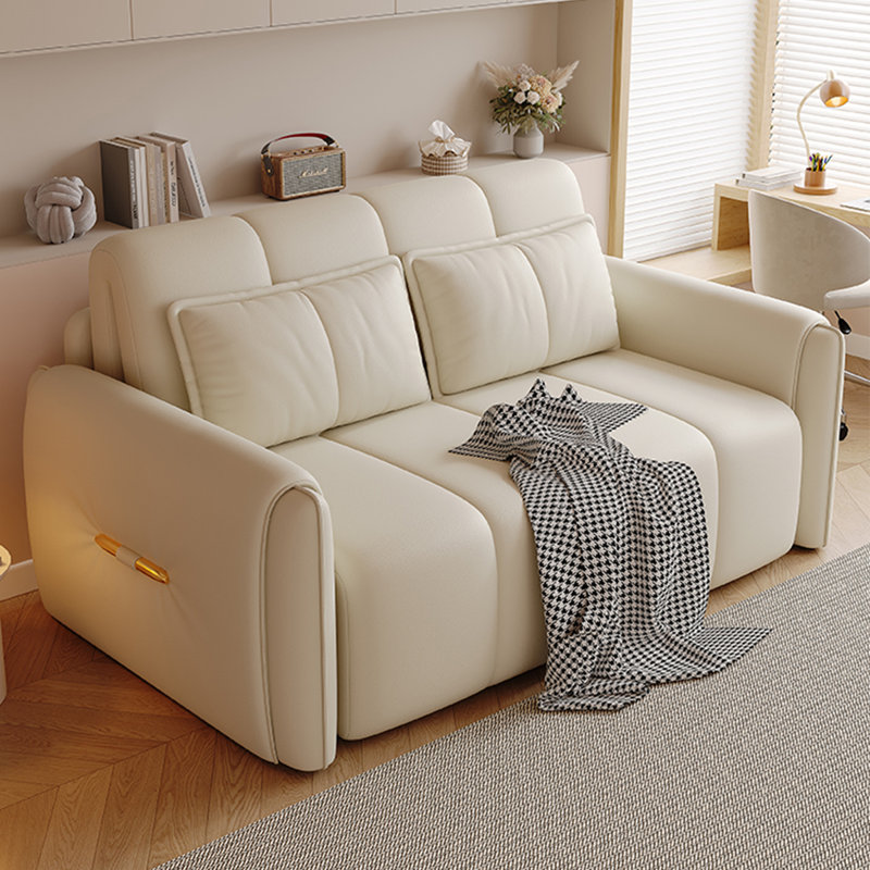 Canapé-lit modulaire en similicuir blanc crème avec rangement, H 38,58 po x l 72,83 po x P 41,34 po
