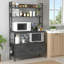 5-Tier Freestanding Metal Storage Rack With Integrated Microwave Rack, Hooks And Baskets, Perfect For Kitchen Organization.