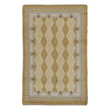 Vintage Swedish Rya Rug, Minimalist Diamond Lattice In Sage And Beige - Rug & Kilim