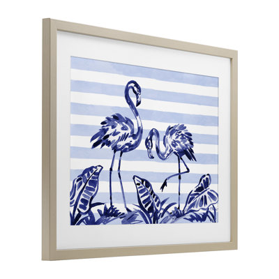 Flamme indigo à coups de pinceau, impression encadrée sous verre, design par Paul Brent