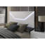 Cadre de lit très grand blanc de style contemporain, tête de lit illuminée à DEL, surface ultrabrillante, structure en bois d'ingénierie et structure en métal sur la tête de lit, style décontracté moderne,