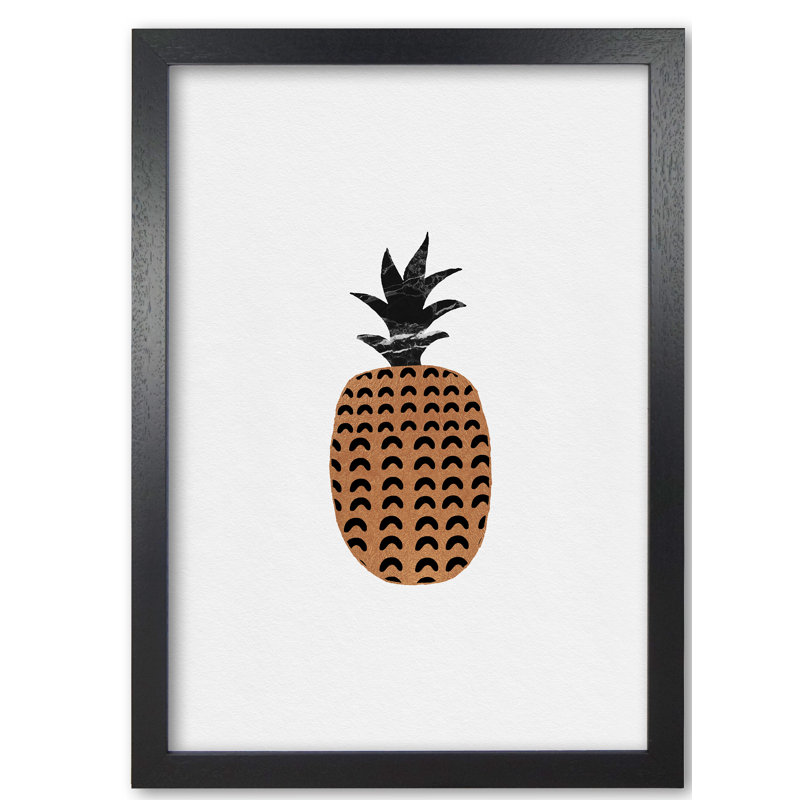 Pineapple Fruit Illustration 1 Piece Wall Art, 85 cm H x 60 cm W x 5 cm D, Black Grain Frame
