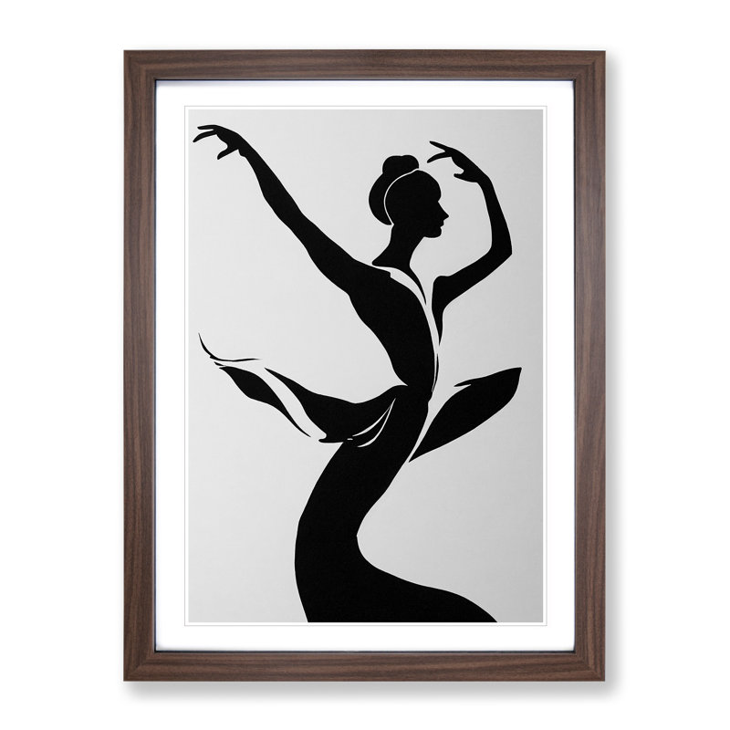 XC1022-2826X Monochrome Ballerina No.2 1 Piece Wrapped Canvas Wall Art, 34cm H x 25cm W x 2cm D, Walnut Framed