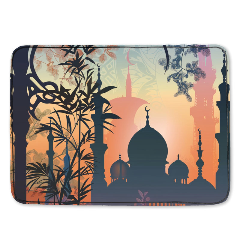 Mosque Bath Mat Architecture Bathroom Decor Mediterranean, 24in W x 17in L