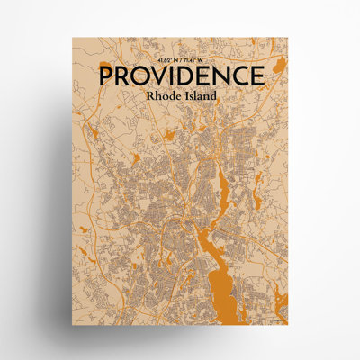 Providence, carte de la ville, impression