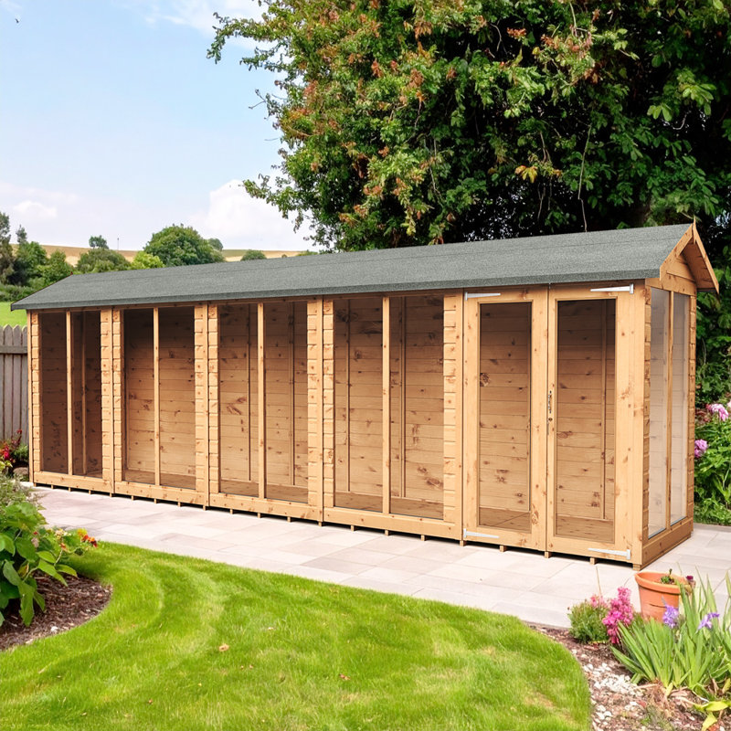 Empire Apex Summerhouse Shiplap Tongue & Groove 4X20 Double Door With Windows