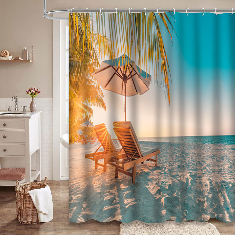 Rideau de douche Sunset Beach, L 72 po x l 84 po