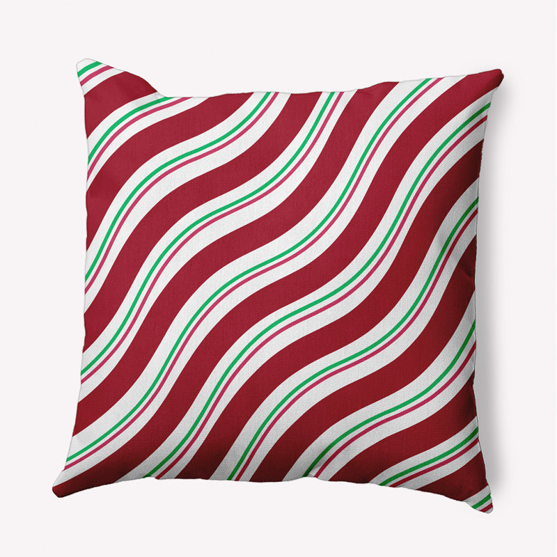 Coussin décoratif rayé en polyester pour l'intérieur et l'extérieur, 20 po x 20 po, Carré