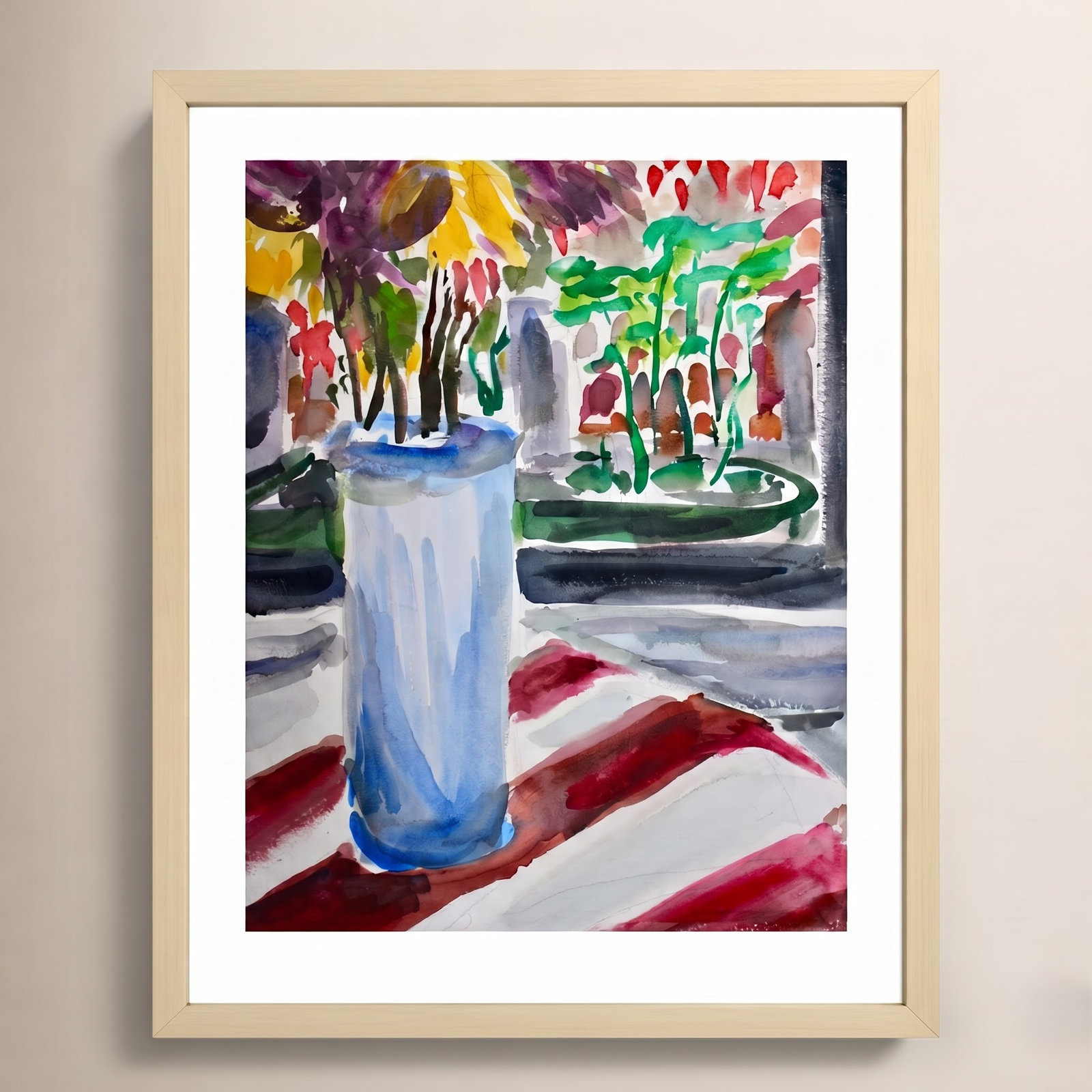 Montpellier "Blue Vase and Window Box" Print, Brown, 21" H x 17" W x 1" D