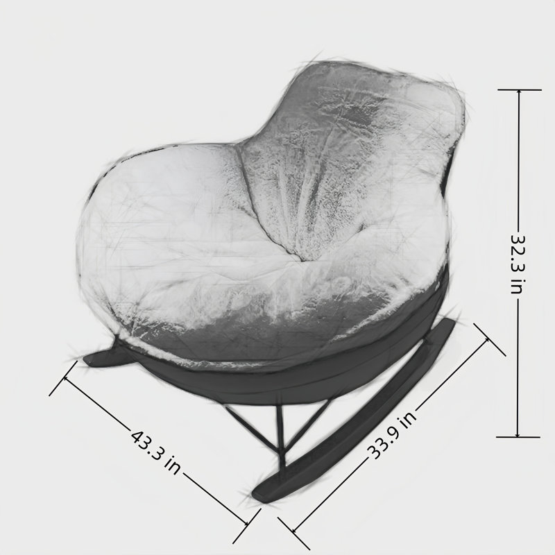 Chaise berçante moderne rembourrée, Rose, Blanc