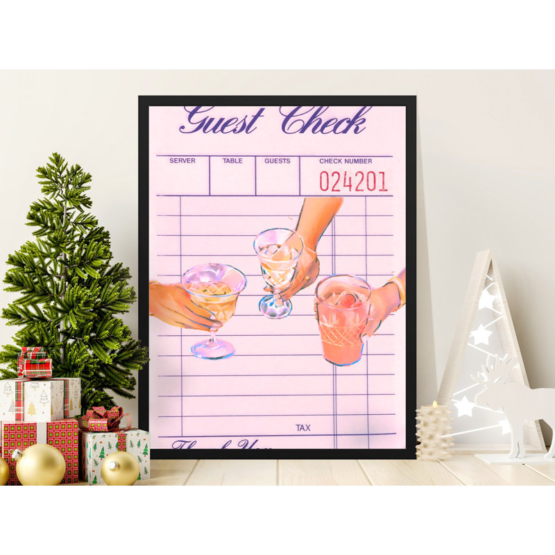 Guest Check Wall Art, Cocktail Art Print, Bar Decor, Drinks Illustration, Kitchen Art, Party Artwork, Framed Art Available