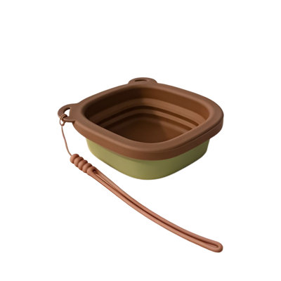 Contenant de voyage portatif en silicone flexible pour eau et nourriture avec corde de suspension, 0,39 x 0,39 x 1,57 po, brun