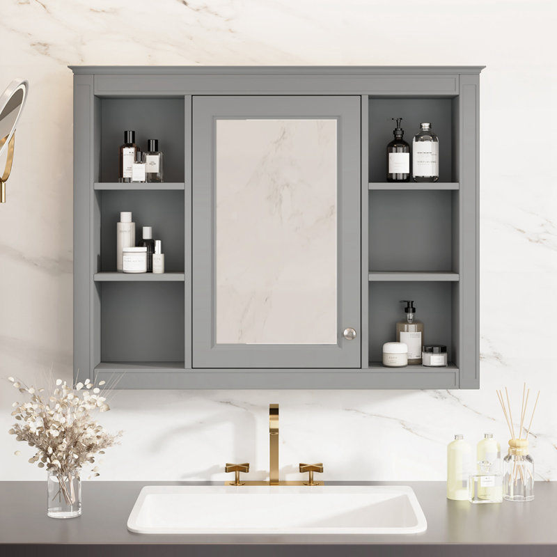 Armoire d'appoint Retha, Gris, H 27,63 po x l 35,03 po x P 7,32 po
