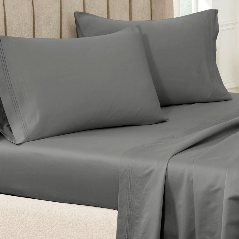 Ensemble de taies d'oreiller de couleur unie en coton égyptien certifié 650 fils Aldin, Standard, Gris foncé