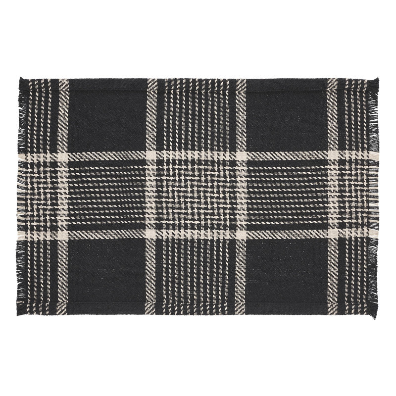 Vitala Plaid Rectangle Placemat, Deep Black