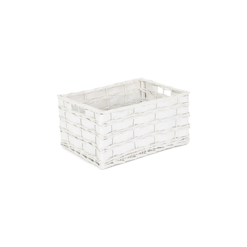 Wicker Scandi Style Storage Basket, White, 22cm H x 43cm W x 30cm D