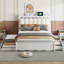 Lit moderne, lit plateforme avec rangement en bois, 2 grands tiroirs, un ensemble de prises et ports USB-114230901