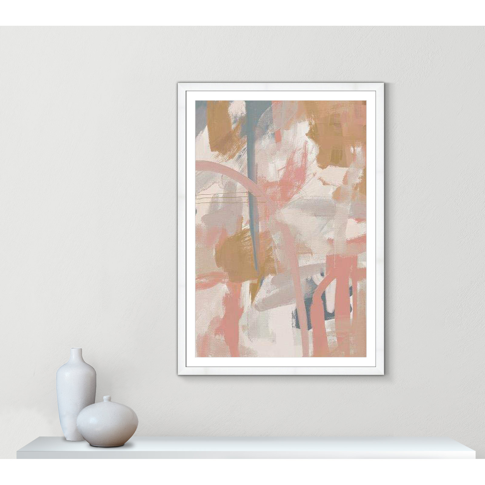 Carmelo Norah Spring Colors Framed On Paper by Leah Straatsma Print, White Cube Frame Matted, 55" H x 39" W x 1.25" D  