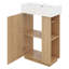 Petit meuble-lavabo 21,6 po avec lavabo en céramique, meuble-lavabo étroit avec porte gauche et tablettes ouvertes à droite