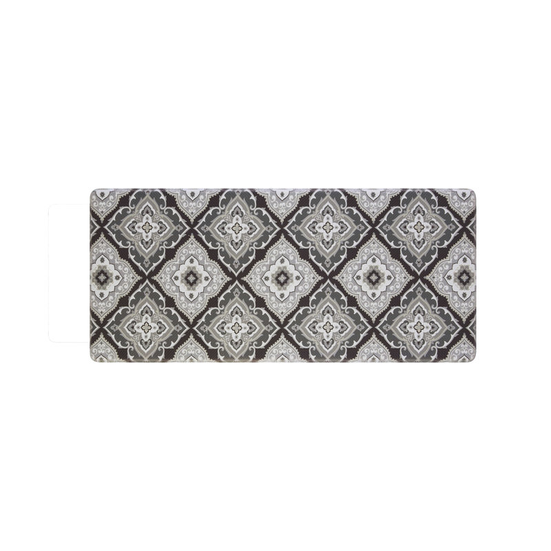 Gray Medallion Design Anti-Fatigue Kitchen Mat