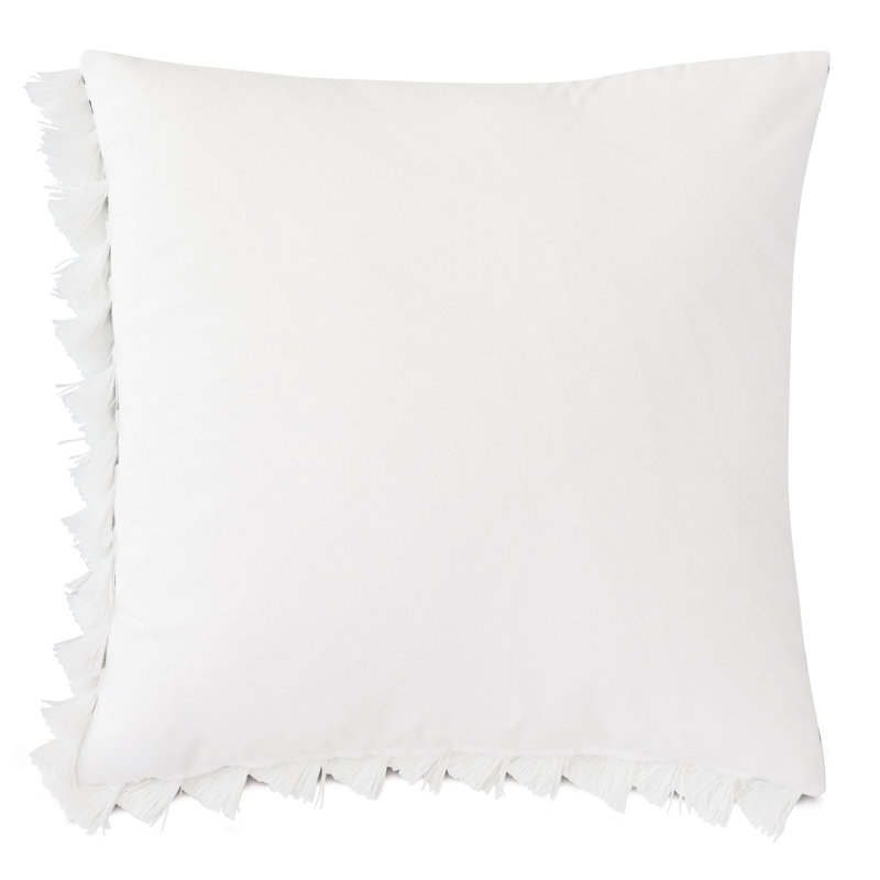 Madaba Appliqued and Fringed Outdoor Throw Pillow