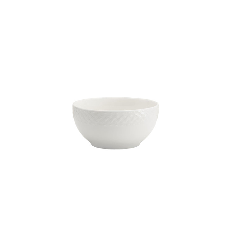 White Porcelain Basketweave Dinnerware Set, Service for 4