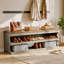 Upholstered Bench with Shelves