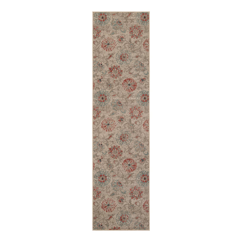 Indoor/Outdoor Botanical Area Rug, Runner 2'7" x 12'