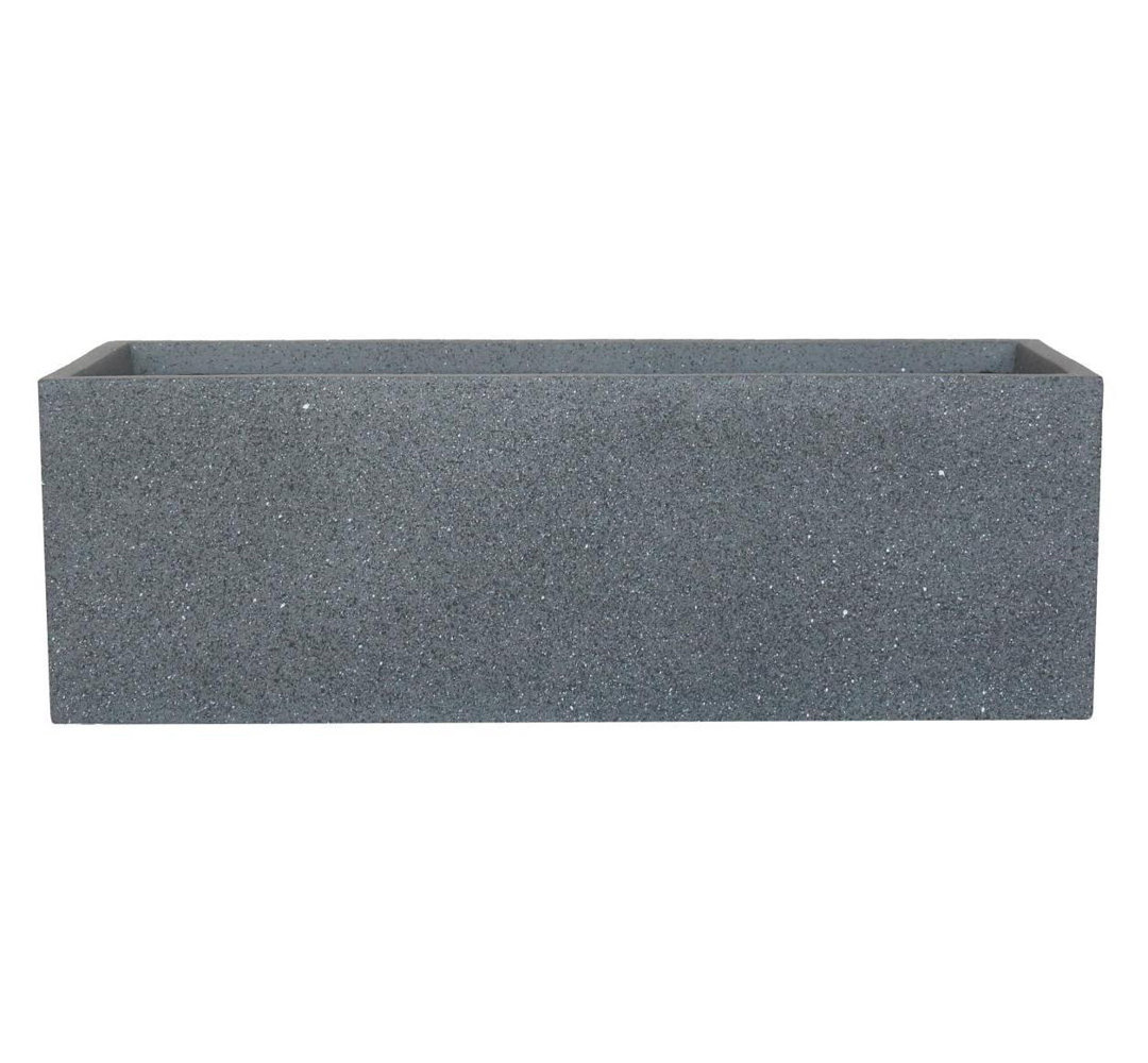 Textured Concrete Effect Window Flower Box Planter, Frostproof Outdoor Plant Pot, Narrow Garden Planter with Drainage Holes, Grey Windowsill Planter