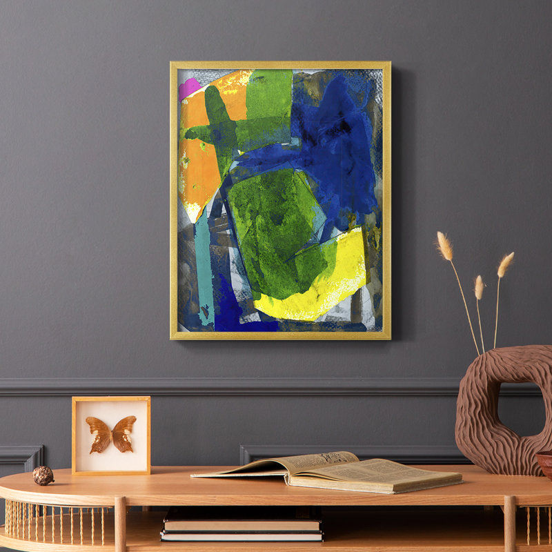 Brights Strokes I, reproduction encadrée - bois massif, Or, H 20 po x l 16 po