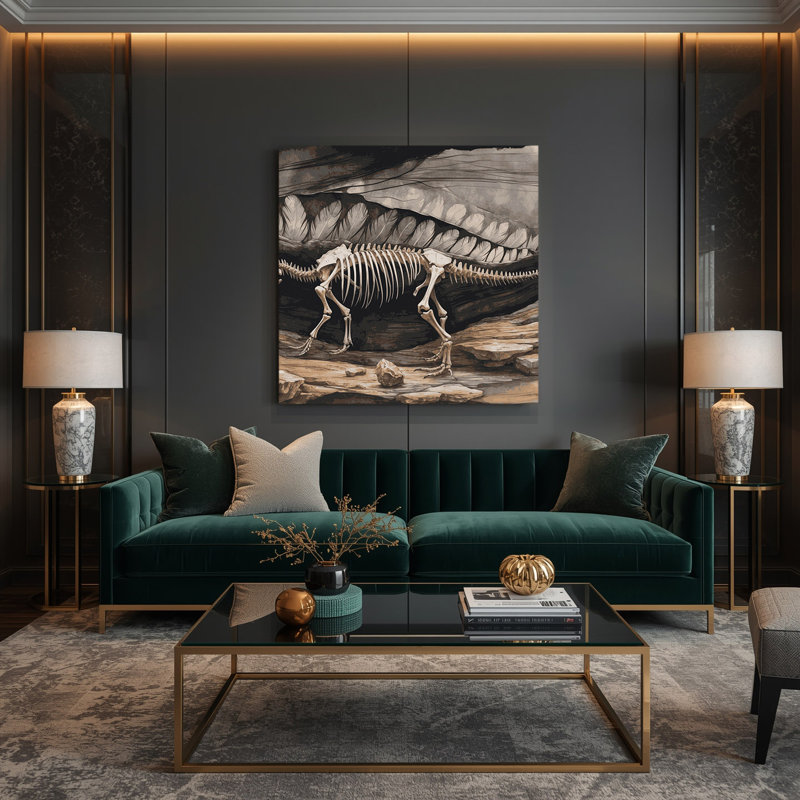 «Dinosaur Archeopteryx», art mural sur toile grise, H 8 po x l 8 po